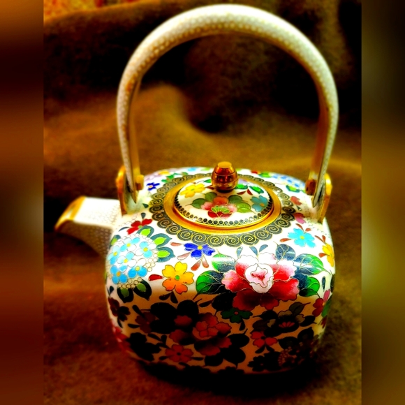 Antique Cloisonne Millefluer Teapot Inhaba Nanaho - Picture 2 of 8